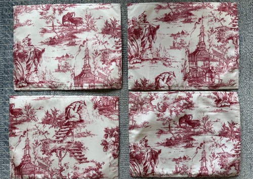 Red toile fabric placemats - placemats,