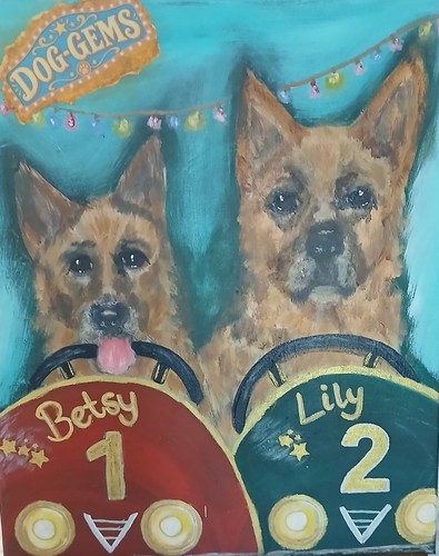 Original quirky dog painting - original,