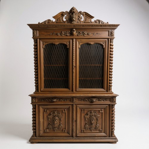 Antique french oak bookcase - antique,