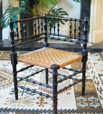 Antique ebonized rush woven - ebonized,