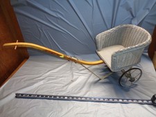Antique Whitney Wicker Doll Pull Along Stroller - GOOD CONDITION
