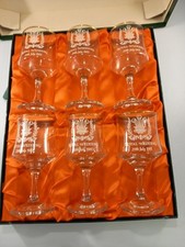 Royal wedding wine glasses x6 1981 commemorative Charles + Diana gild trim boxed