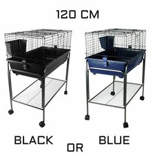 Rabbit Bunny Guinea Pig Indoor Cage With Stand 120cm Blue Black Single Tier
