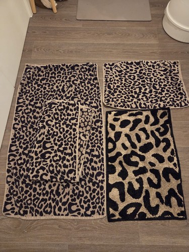 Leopard print bath mat set - leopard,