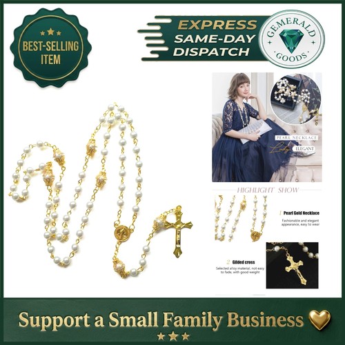Handcrafted gold cross rosary - cross,