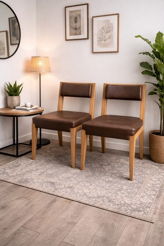 Pair beechwood leather - pair, of