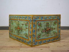 Large Vintage Indian Hand Painted Wooden Blanket Box Chest Coffee Table