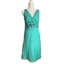 Monsoon Teal Green Sleeveless Dress with Beaded waist detail - Size; No Label
