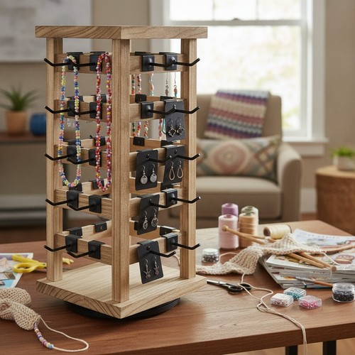 Wood rotating jewelry display - wood,