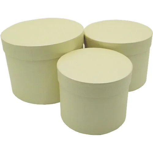 Round ivory flower hat boxes - round,
