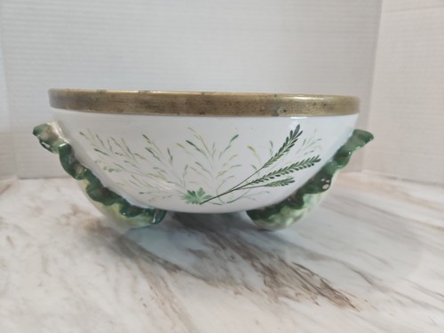 Vtg large majolica - vtg, brass