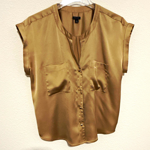 Ann taylor gold satin button - satin,