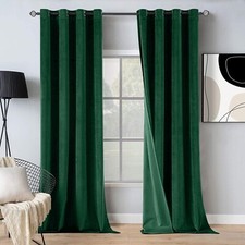 Thick Velvet Blackout Curtains Eyelet Ring Top Ready Made Pair Lined Curtains