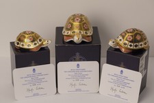 Royal Crown Derby Paperweights - Yorkshire Rose Tortoise Family - Ltd Edition