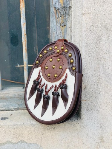 Handmade brown leather fur - handmade,