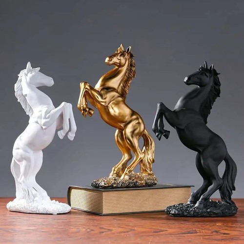 Black rearing horse - rearing, statue