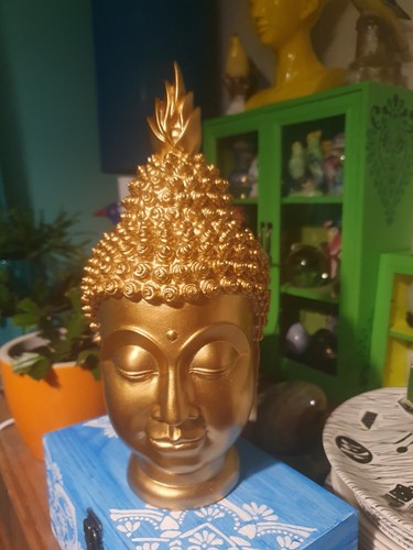 11in golden resin - buddha, head