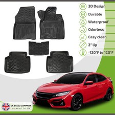 3D Car Mats Rubber Floor Mats For Honda Civic Hatchback 2019-Up Allweather