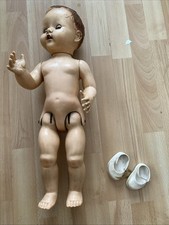 Vintage German ? Baby Doll Walking has 2 teeth blue eyes
