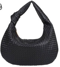 Anthropologie Melie Bianco Oversized Brigitte Woven Knot Satchel Bag In Black