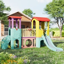Large Castle Play House Toddler Slide Climbing Set Outdoor Kid Playground Toy UK