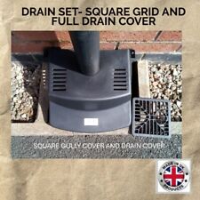 DRAIN COVER AND SQUARE GULLEY GRID - COMPLETE SET - BLACK PLASTIC - 2 ITEMS