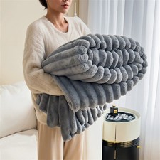Large Ribbed Faux Fur Warm