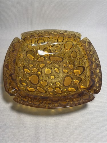 Vintage mcm square amber glass - square,