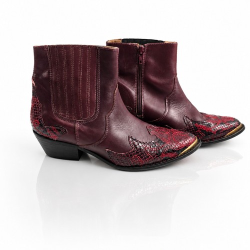 Schuh burgundy leather western - leather,
