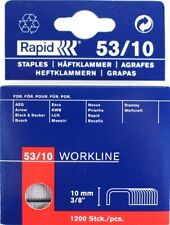 1200x STAPLES 10mm 53/10 Industrial Staple Gun FLAT Galvanised RAPID Workline
