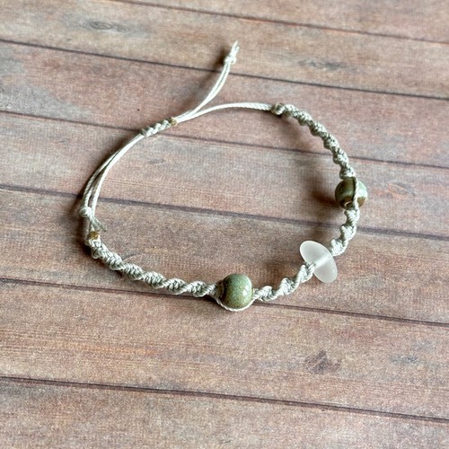 Macrame sea glass bracelet - sea,