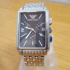 Mens Emporio Armani 0142 XL Tank Style Rice-Bead Bracelet Designer Chrono Watch