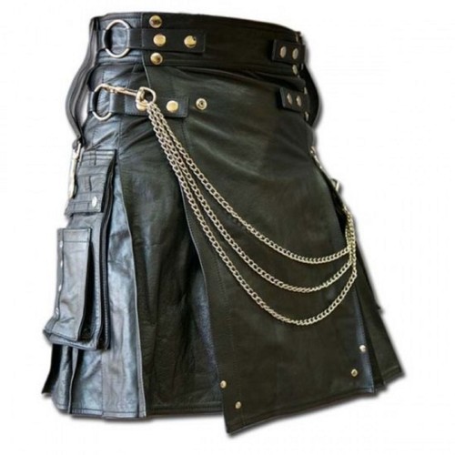 Mens pure black leather - black,