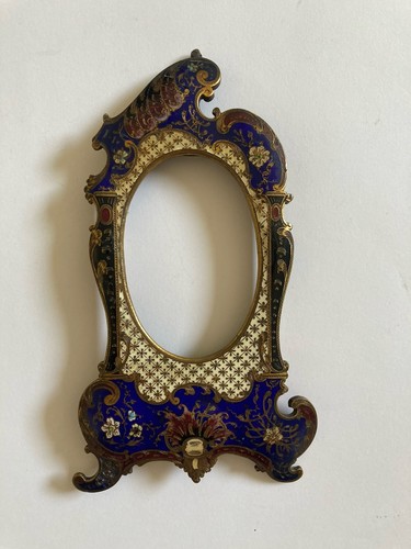 Antique champleve enamel easel - antique,