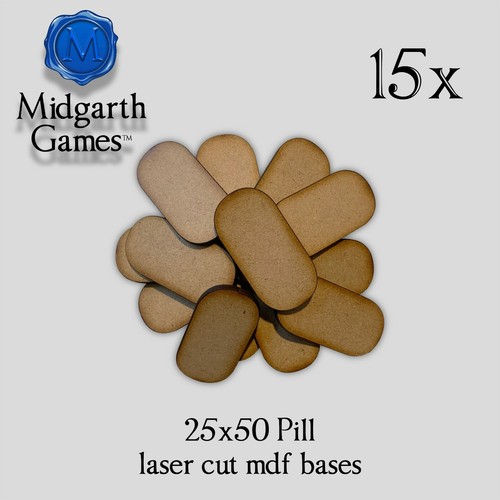 15x 25x50mm pill shaped mdf - 25x50mm,