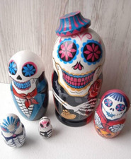 Halloween Nesting Dolls for Kids Room Decor Hand-painted Spooky Toy Set of 5