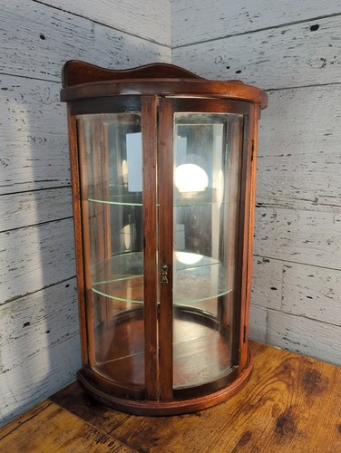 Curved glass solid wood curio - curved,