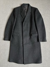 Crombie Coat Mens Grey 40 Wool Overcoat Charcoal Single Breasted Made In GB