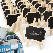 1/10 Mini Wooden Blackboard Wedding Party Chalkboard Sign Message Table Stand UK