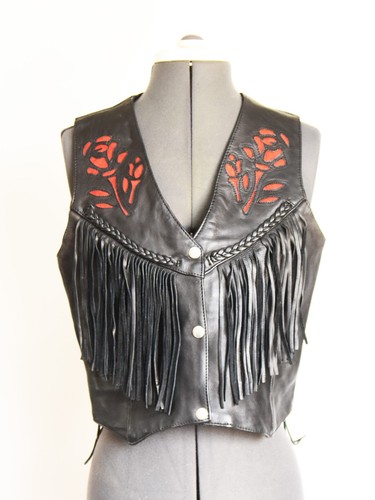 Vintage black leather fringe - vintage,
