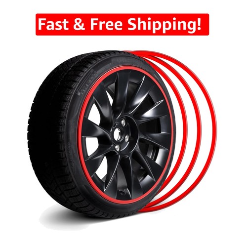Sleek red alloy rim protectors - red,