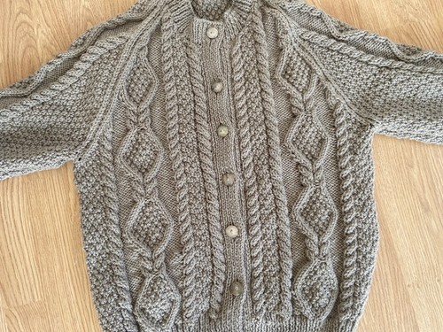 Ladies aran cardigan taupe - aran, cardigan.