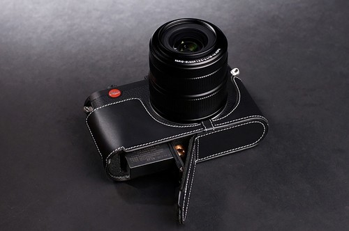 Real leather half camera case - camera,