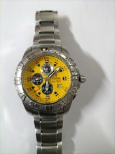 FESTINA CHRONO BIKE MENS YELLOW DIAL ALARM STAINLESS STEEL WATCH, USED.