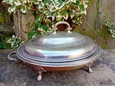 HC & Co VINTAGE Silver plate Tree Tray Plate Dish Footed Meat Platter Serving