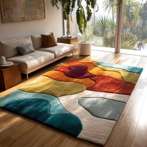 Hand tufted wool rug modern - rug,