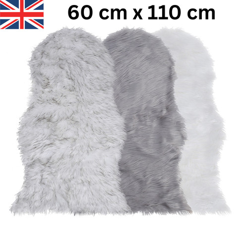 Large faux fur sheepskin rug - fur,