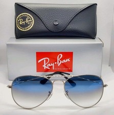 Ray-Ban Aviator Sunglasses Silver Frames With Blue Gradient Lenses 58mm, RB3025