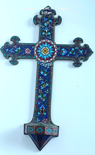 Antique enamel font brass - , wall