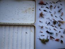 Fly Fishing Box And 50 Flies Pre-owned Used Flies Are Handmade